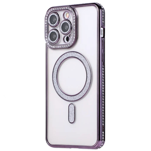 Premium Clear BLING BLING Magsafe Design Case for Apple iPhone 17 - Deep Purple